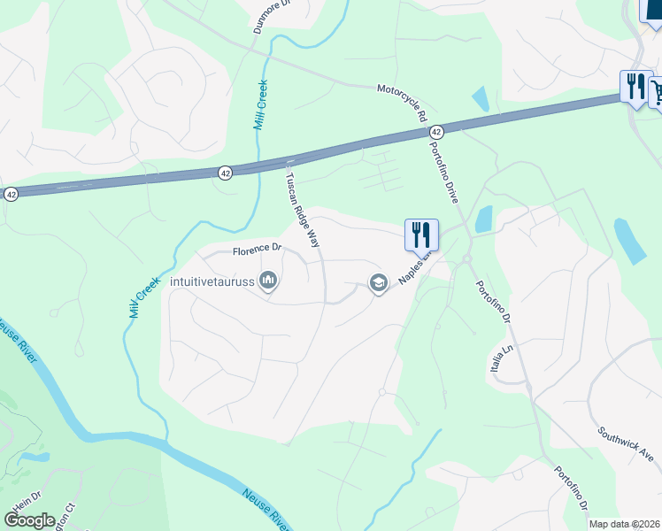 map of restaurants, bars, coffee shops, grocery stores, and more near 48 Salerno Drive in Clayton