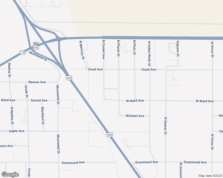 map of restaurants, bars, coffee shops, grocery stores, and more near Reeves Avenue in Ridgecrest