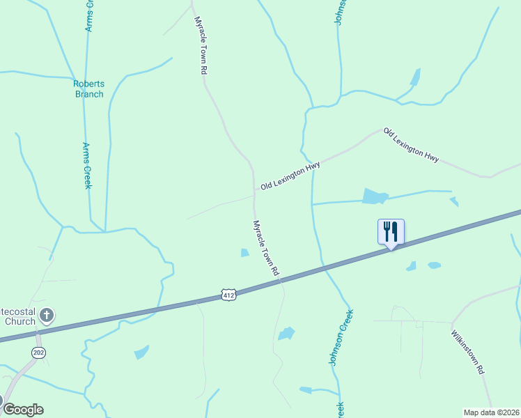 map of restaurants, bars, coffee shops, grocery stores, and more near 260 Myracle Town Road in Parsons