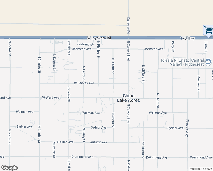 map of restaurants, bars, coffee shops, grocery stores, and more near 4229 West Reeves Avenue in Ridgecrest
