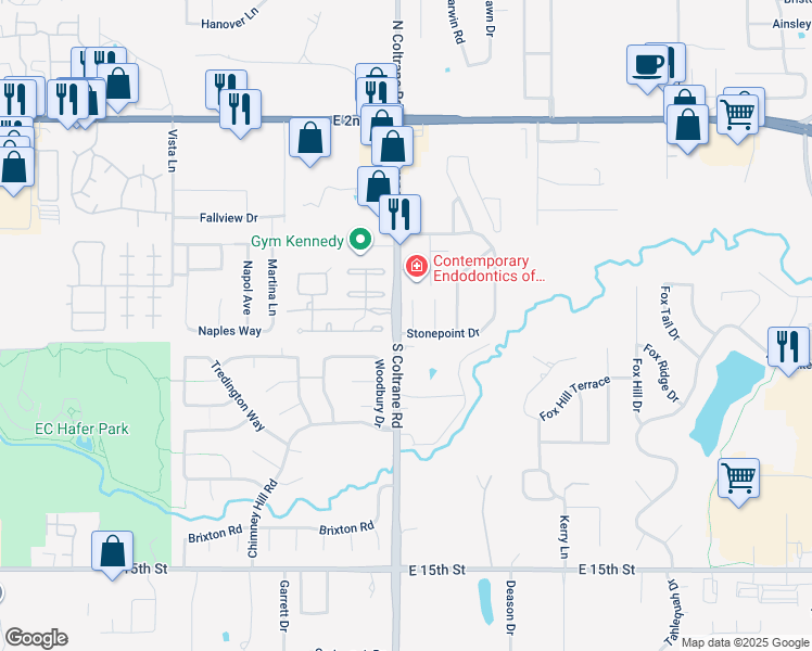 map of restaurants, bars, coffee shops, grocery stores, and more near 2811 Portofino Place in Edmond