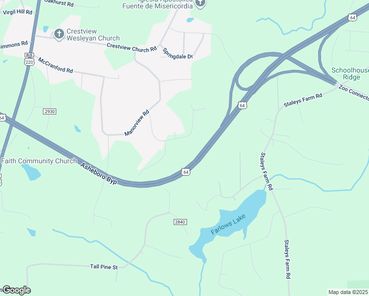 map of restaurants, bars, coffee shops, grocery stores, and more near 550 Hillary Court in Asheboro
