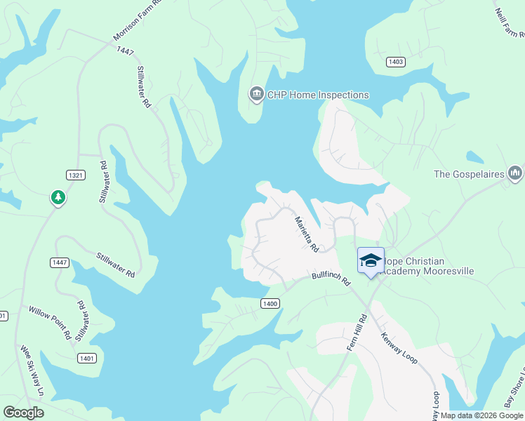map of restaurants, bars, coffee shops, grocery stores, and more near 288 Marietta Road in Mooresville