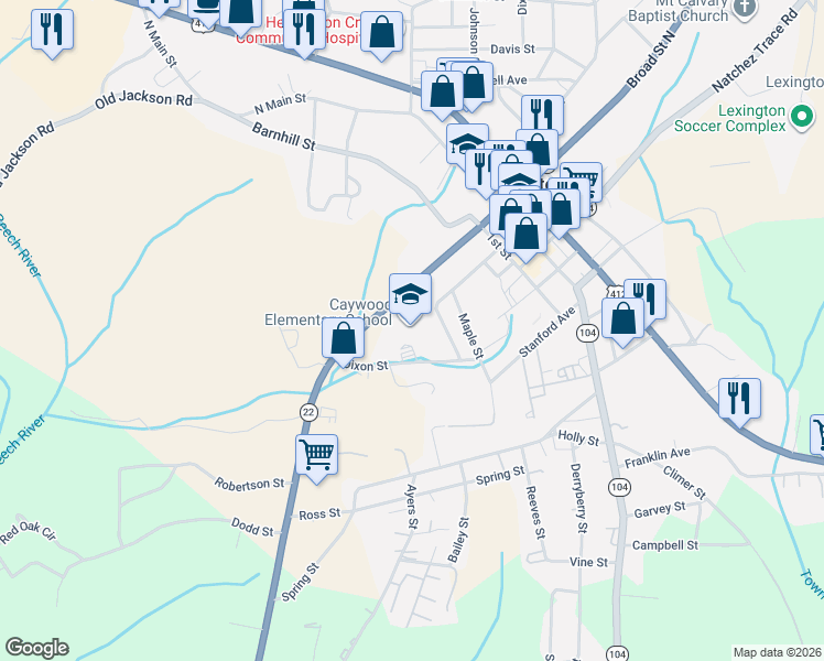 map of restaurants, bars, coffee shops, grocery stores, and more near 162 Monroe Street in Lexington