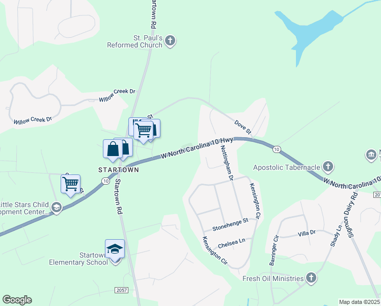 map of restaurants, bars, coffee shops, grocery stores, and more near 2279 West North Carolina 10 Highway in Newton