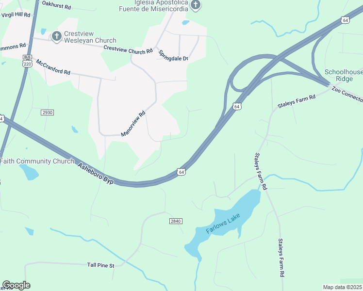 map of restaurants, bars, coffee shops, grocery stores, and more near 550 Hillary Court in Asheboro