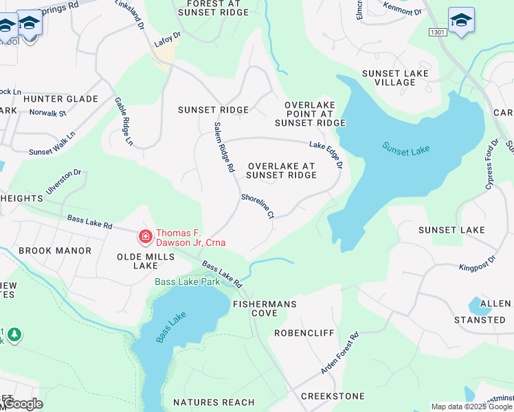 map of restaurants, bars, coffee shops, grocery stores, and more near 5316 Shoreline Court in Holly Springs