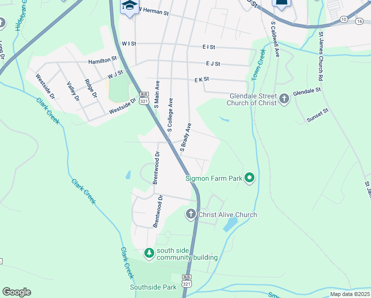 map of restaurants, bars, coffee shops, grocery stores, and more near 1115 South Brady Avenue in Newton