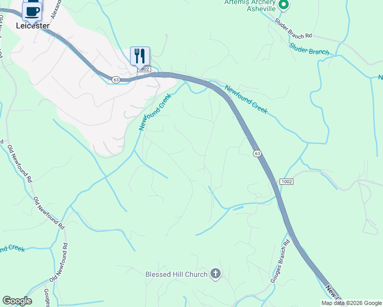 map of restaurants, bars, coffee shops, grocery stores, and more near 206 Emily Lane in Leicester