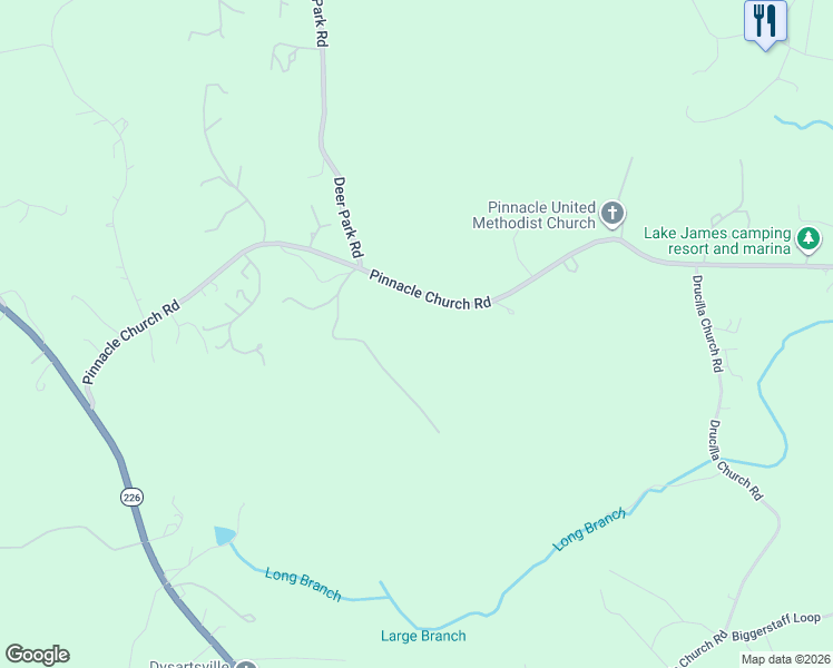 map of restaurants, bars, coffee shops, grocery stores, and more near 1020 Pinnacle Church Road in Nebo