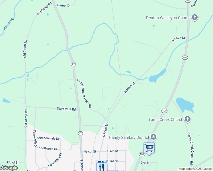 map of restaurants, bars, coffee shops, grocery stores, and more near 379 A R Morris Road in Denton