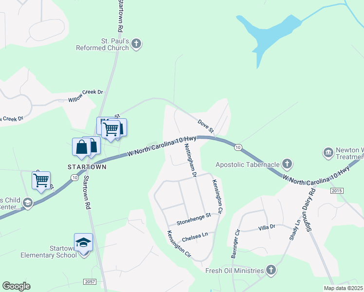 map of restaurants, bars, coffee shops, grocery stores, and more near 1513 Nottingham Drive in Newton