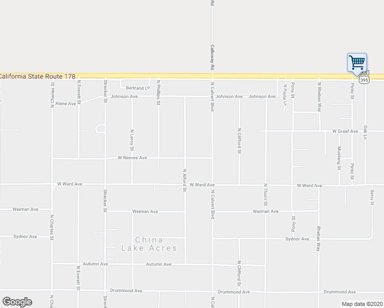 map of restaurants, bars, coffee shops, grocery stores, and more near 4160 West Reeves Avenue in Ridgecrest