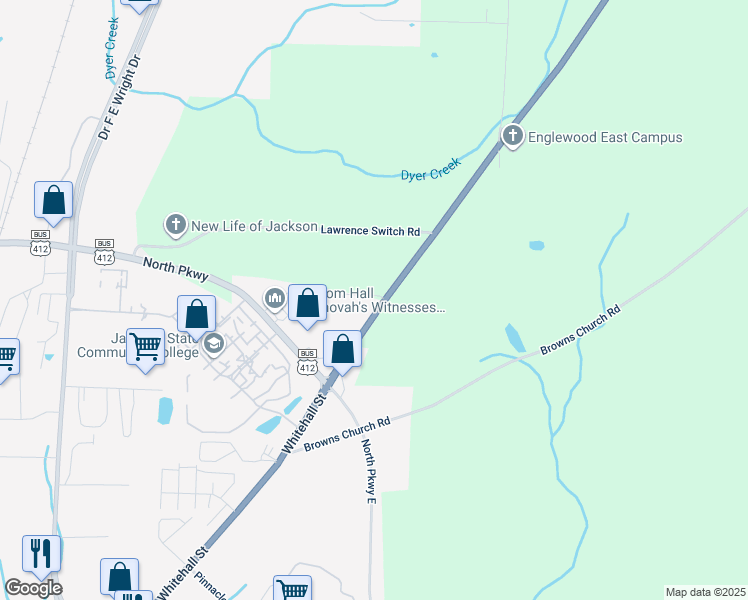 map of restaurants, bars, coffee shops, grocery stores, and more near 100 Magnolia Street in Jackson