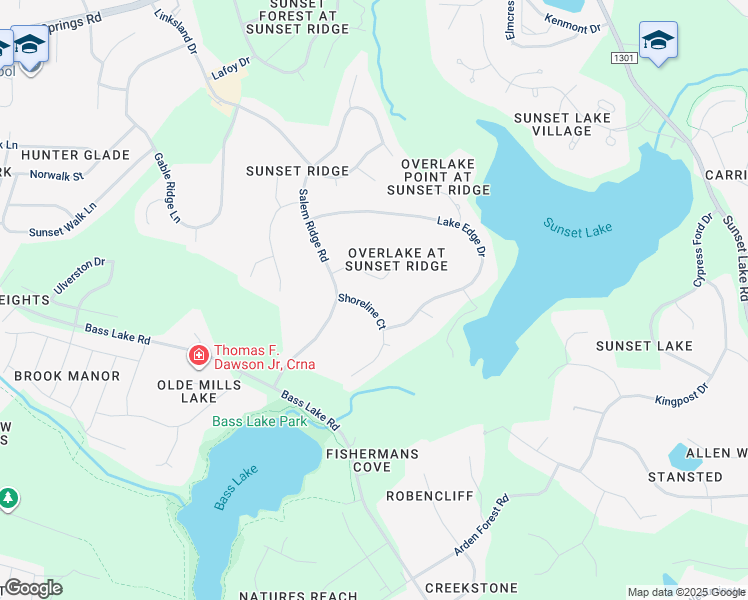 map of restaurants, bars, coffee shops, grocery stores, and more near 5316 Shoreline Court in Holly Springs