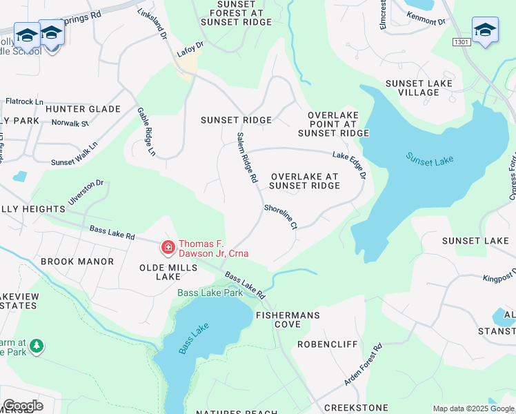 map of restaurants, bars, coffee shops, grocery stores, and more near 5032 Salem Ridge Road in Holly Springs