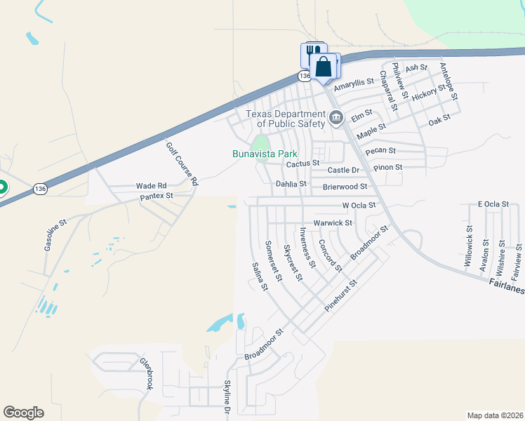 map of restaurants, bars, coffee shops, grocery stores, and more near 100 Somerset Street in Borger