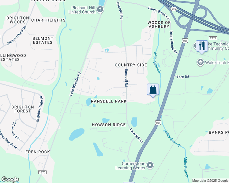 map of restaurants, bars, coffee shops, grocery stores, and more near 2017 Stoneglen Lane in Raleigh