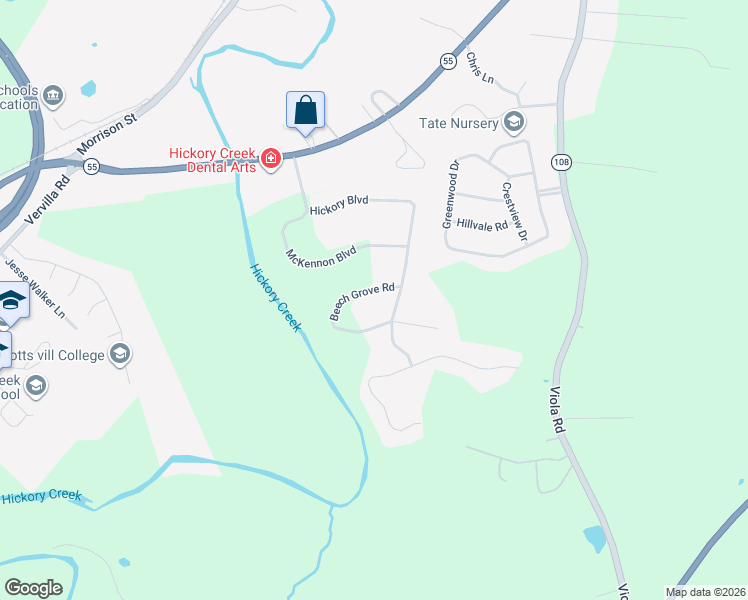 map of restaurants, bars, coffee shops, grocery stores, and more near 54 Beech Grove Road in McMinnville