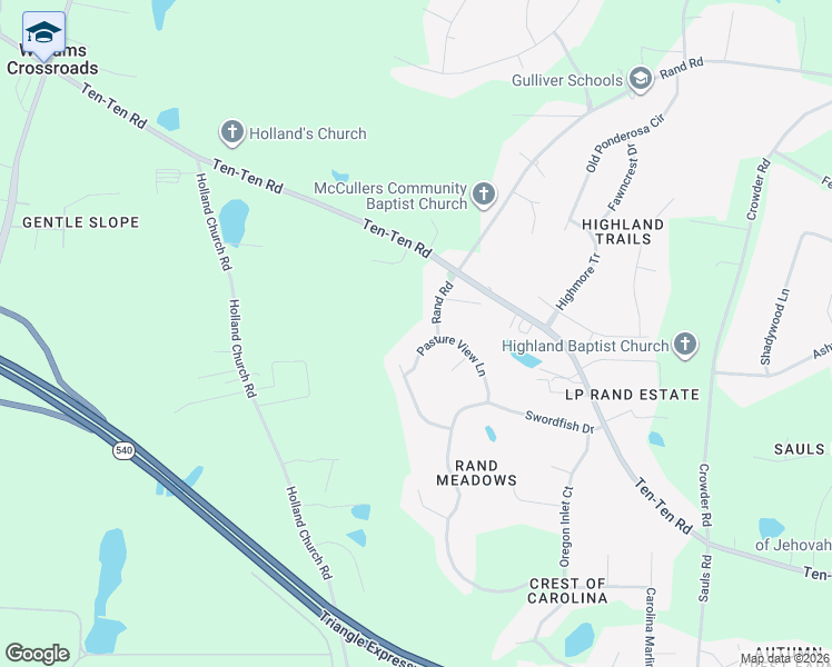 map of restaurants, bars, coffee shops, grocery stores, and more near 1104 Pasture View Lane in Raleigh