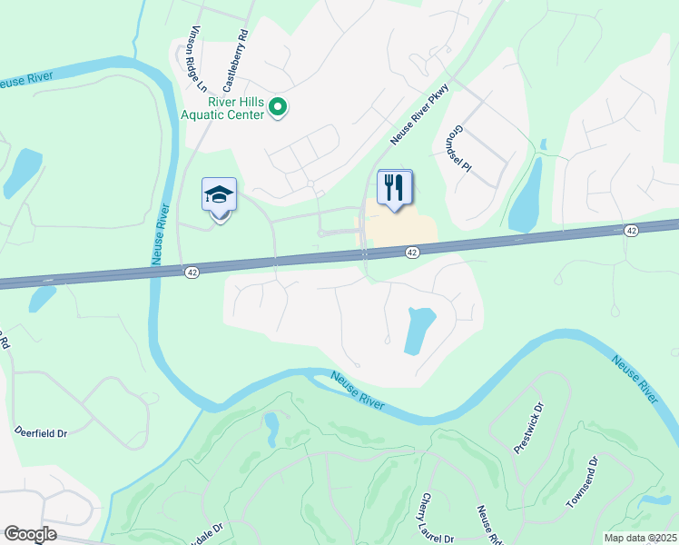 map of restaurants, bars, coffee shops, grocery stores, and more near 3301 Wisteria Drive in Clayton