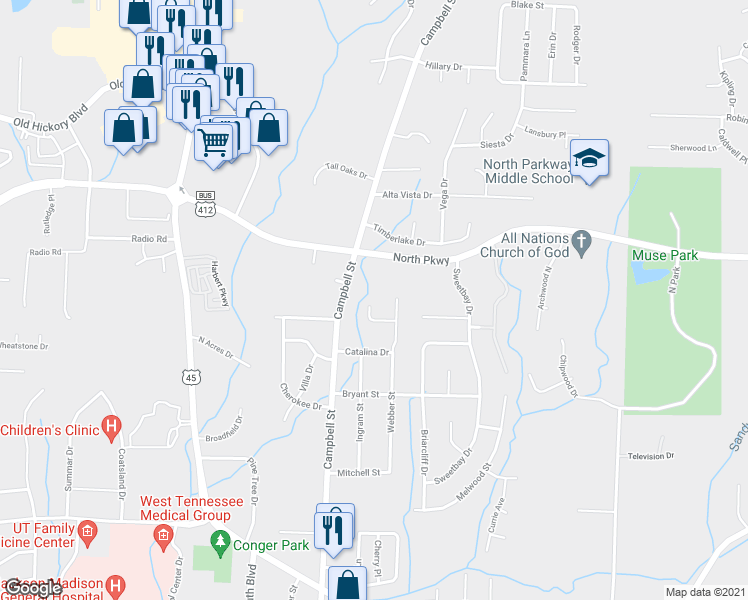 map of restaurants, bars, coffee shops, grocery stores, and more near 37 Willa Drive in Jackson
