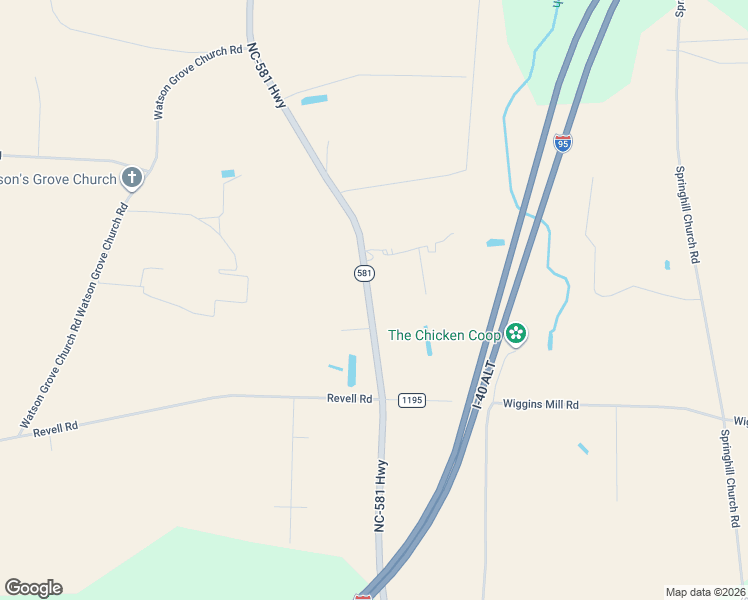 map of restaurants, bars, coffee shops, grocery stores, and more near 6456 Highway 581 in Kenly