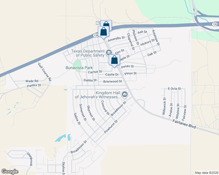 map of restaurants, bars, coffee shops, grocery stores, and more near 130 West Ocla Street in Borger