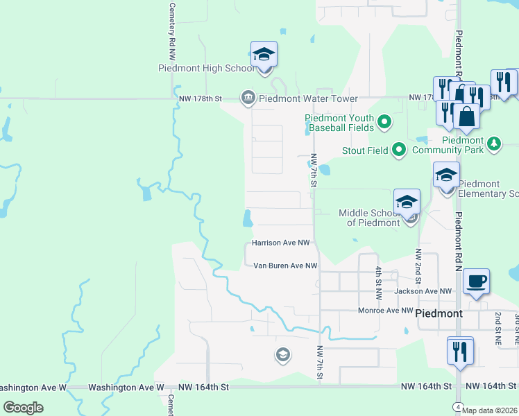 map of restaurants, bars, coffee shops, grocery stores, and more near 1119 Polk Street in Piedmont