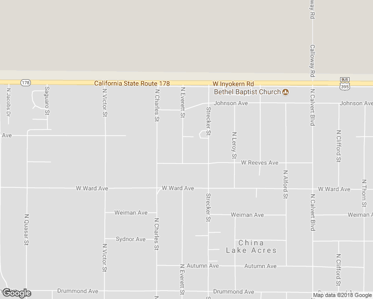 map of restaurants, bars, coffee shops, grocery stores, and more near 1440 North Everett Street in Ridgecrest