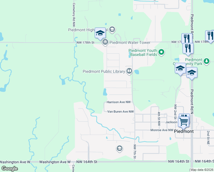 map of restaurants, bars, coffee shops, grocery stores, and more near 1119 Polk Street in Piedmont