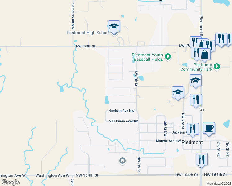 map of restaurants, bars, coffee shops, grocery stores, and more near 1011 Polk Street in Piedmont