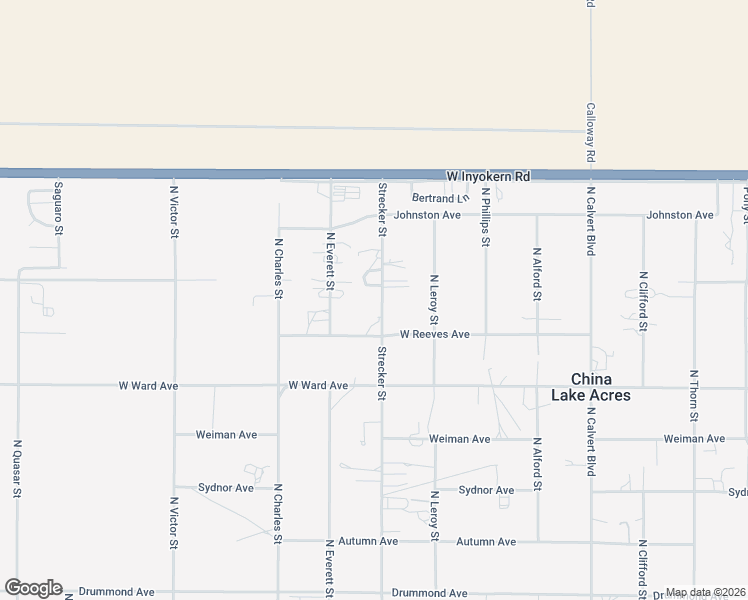 map of restaurants, bars, coffee shops, grocery stores, and more near 1449 Strecker Street in Ridgecrest
