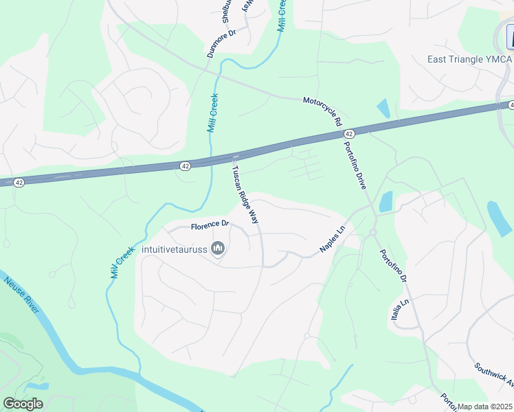 map of restaurants, bars, coffee shops, grocery stores, and more near 44 Siena Way in Clayton