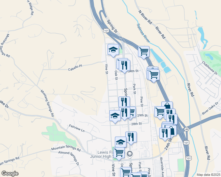 map of restaurants, bars, coffee shops, grocery stores, and more near 509 32nd Street in Paso Robles