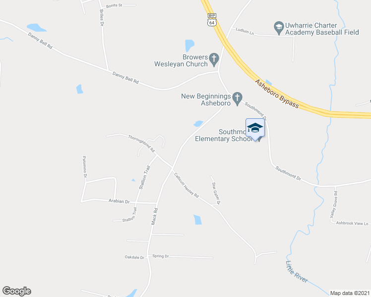 map of restaurants, bars, coffee shops, grocery stores, and more near 2089 Mack Road in Asheboro
