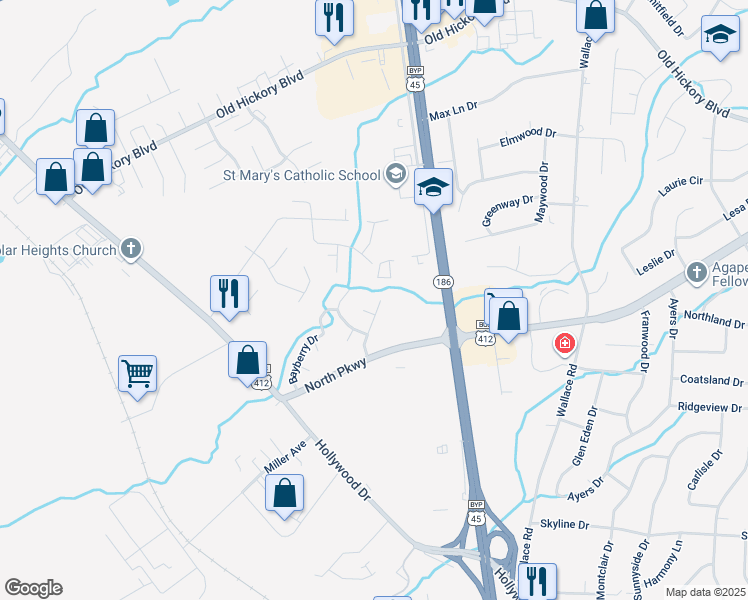 map of restaurants, bars, coffee shops, grocery stores, and more near 58 Cinnamon Drive in Jackson