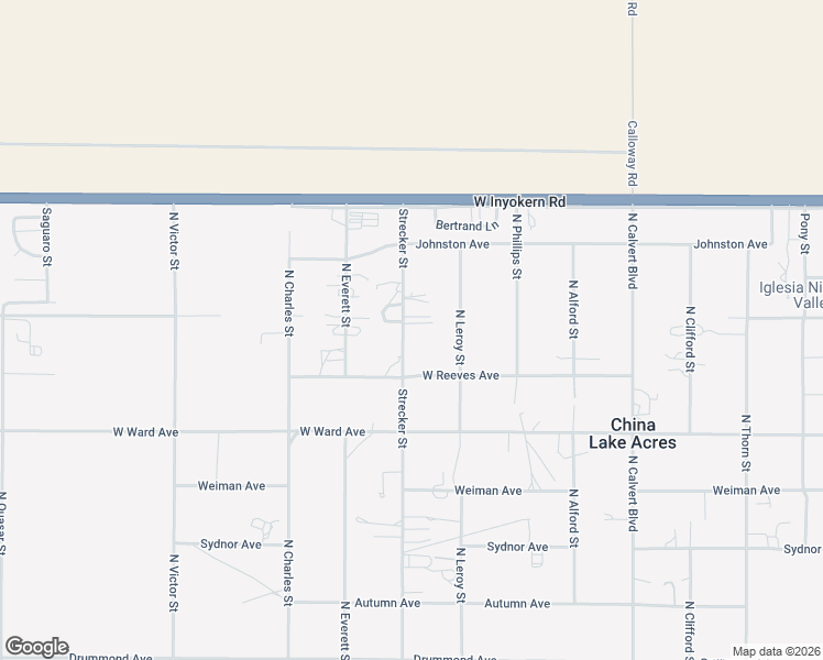 map of restaurants, bars, coffee shops, grocery stores, and more near 1449 Strecker Street in Ridgecrest