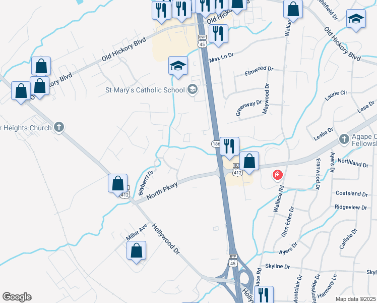 map of restaurants, bars, coffee shops, grocery stores, and more near 58 Cinnamon Drive in Jackson