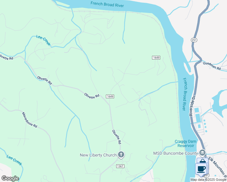 map of restaurants, bars, coffee shops, grocery stores, and more near 65 Farm Road in Asheville
