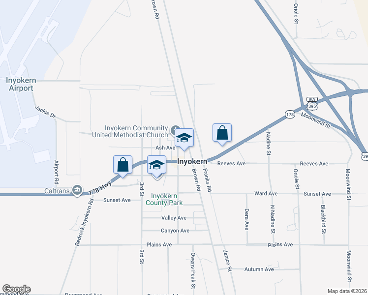 map of restaurants, bars, coffee shops, grocery stores, and more near in Inyokern
