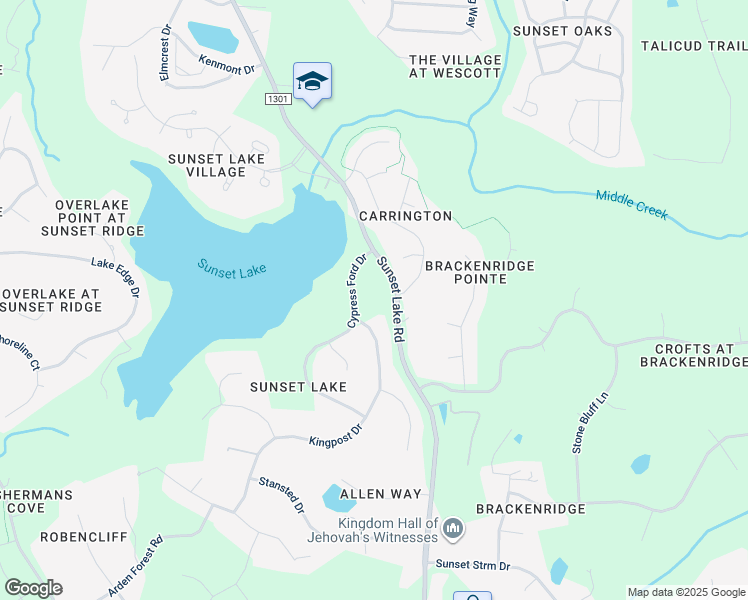map of restaurants, bars, coffee shops, grocery stores, and more near 4717 Cypress Ford Drive in Fuquay Varina