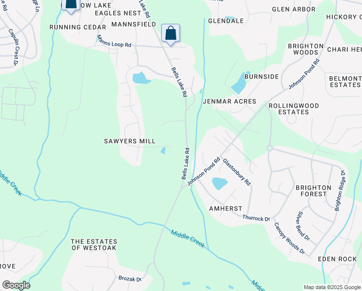 map of restaurants, bars, coffee shops, grocery stores, and more near 8824 Bells Lake Road in Apex