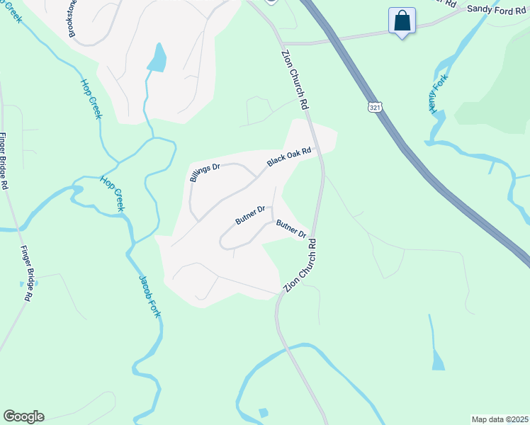 map of restaurants, bars, coffee shops, grocery stores, and more near 4019 Black Oak Road in Hickory