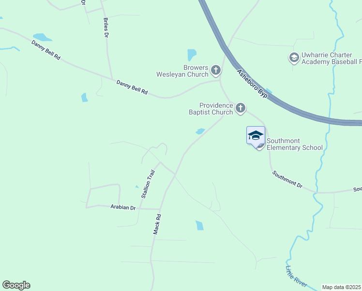 map of restaurants, bars, coffee shops, grocery stores, and more near 2074 Mack Road in Asheboro