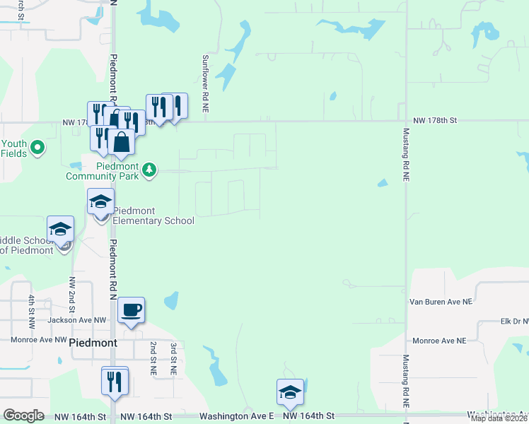 map of restaurants, bars, coffee shops, grocery stores, and more near 876-908 Northwest 178th Street in Piedmont