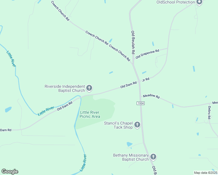 map of restaurants, bars, coffee shops, grocery stores, and more near 1329 Old Dam Road in Kenly