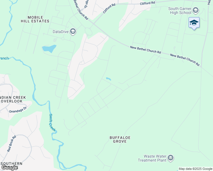 map of restaurants, bars, coffee shops, grocery stores, and more near 512 Bridger Drive in Garner