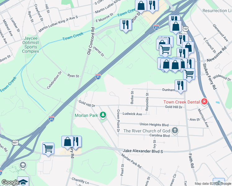map of restaurants, bars, coffee shops, grocery stores, and more near 915 Bendix Drive in Salisbury