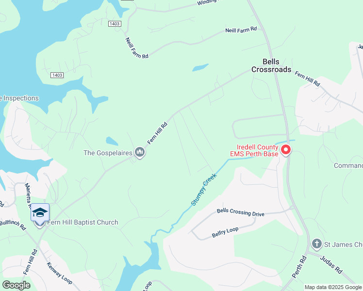 map of restaurants, bars, coffee shops, grocery stores, and more near Treasure Lane in Iredell County